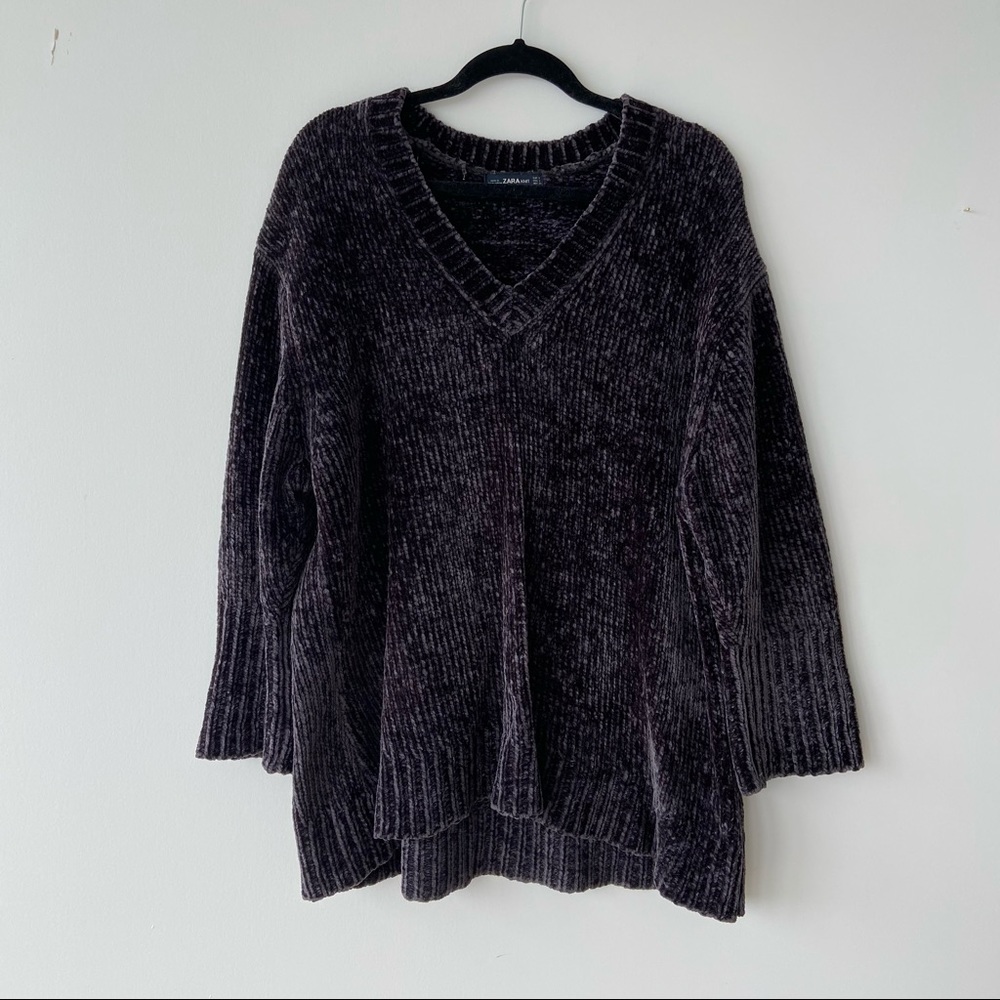 Zara velvet V neck sweater